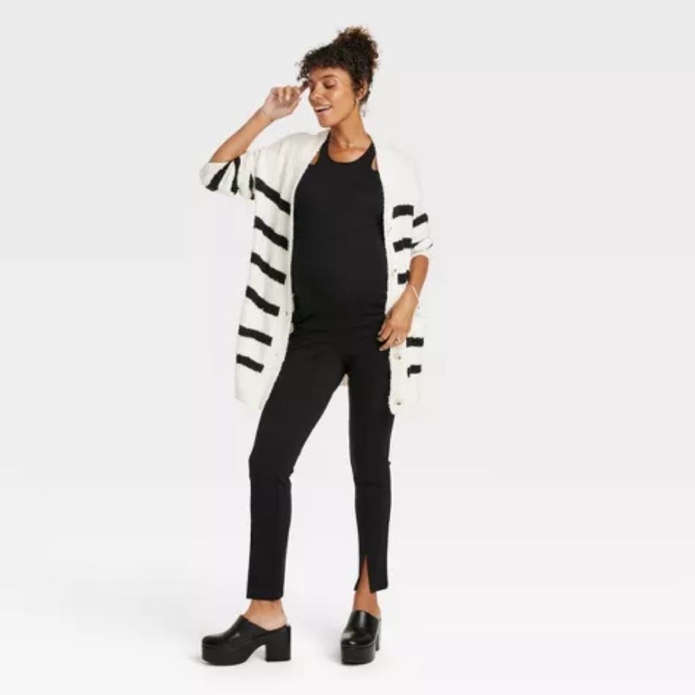 Over Belly Split Front Ponte Maternity Pants